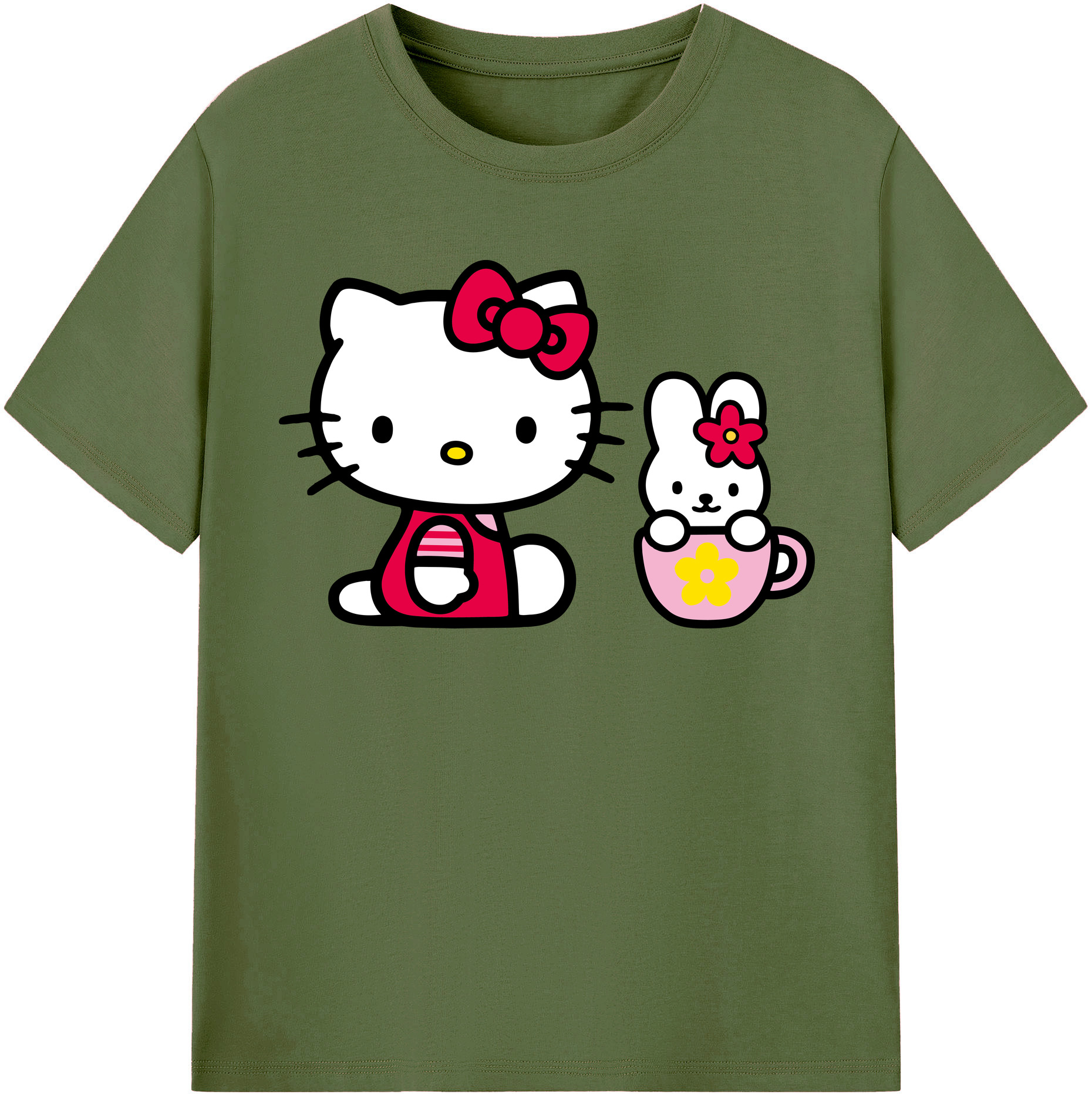 （画像用） Hello Kitty ハローキティ 綿100％半袖Tシャツ（フロントプリント）